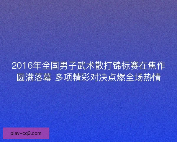 2016年全国男子武术散打锦标赛在焦作圆满落幕 多项精彩对决点燃全场热情